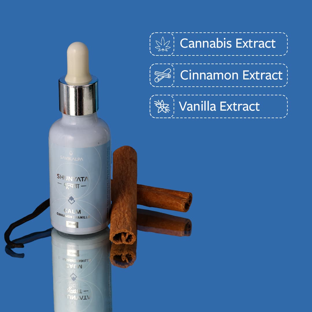 Image of a Shunyata Bottle with three ingredients written on the side that Shunyata Calm m contains