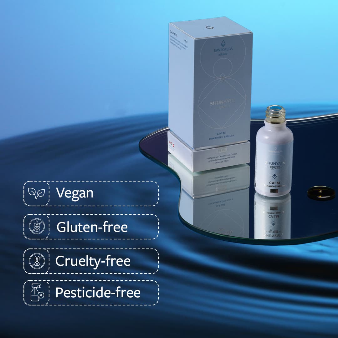 A bottle of Shunyata Calm with the USP written alongside on the image